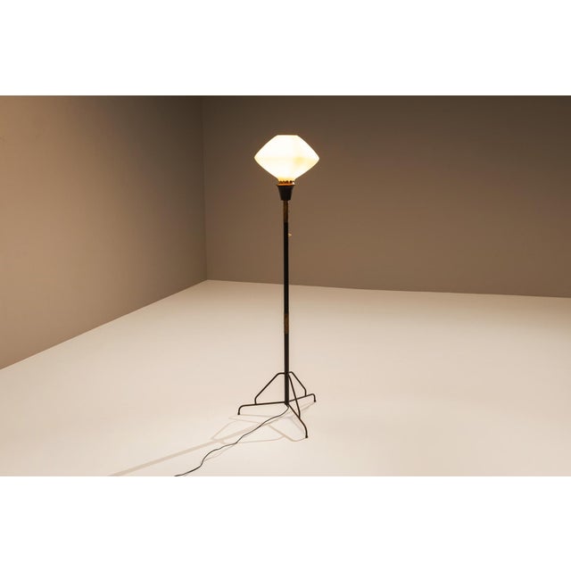 1950s Floor Lamp with Opaline Glass Shade from Stilnovo, Italy, 1950s For Sale - Image 5 of 10