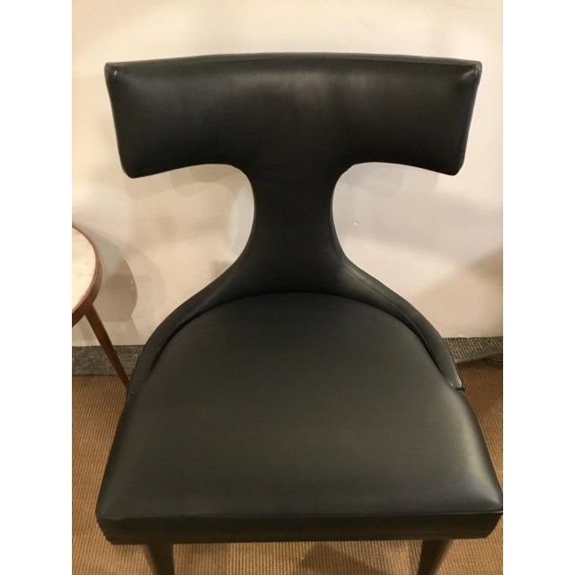 Wood Global Views Modern Black Leather Anvil Back Side Chair For Sale - Image 7 of 8