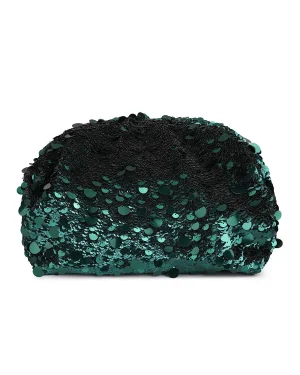 Rafe Emerald Sequin Aya Frame Clutch