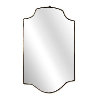 Large Mid-Century Italian Wall Mirror with Brass Frame, 1970s For Sale
