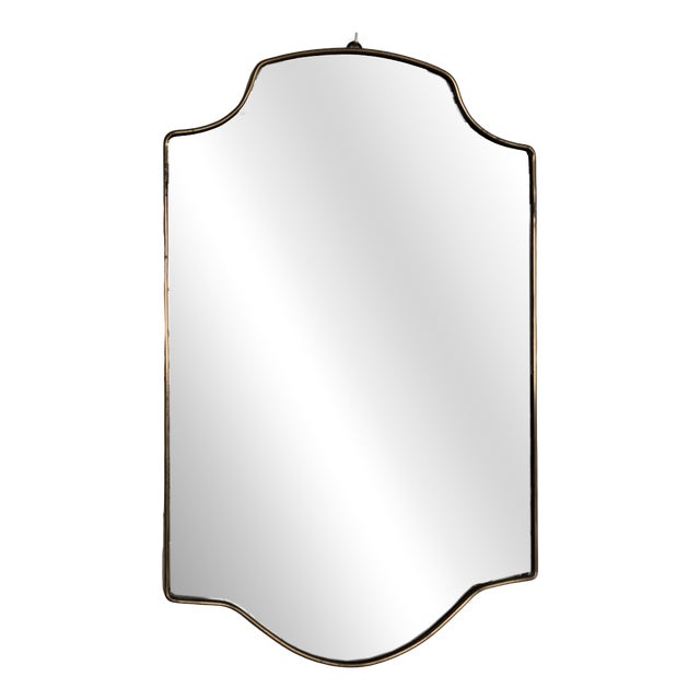 Large Mid-Century Italian Wall Mirror with Brass Frame, 1970s For Sale