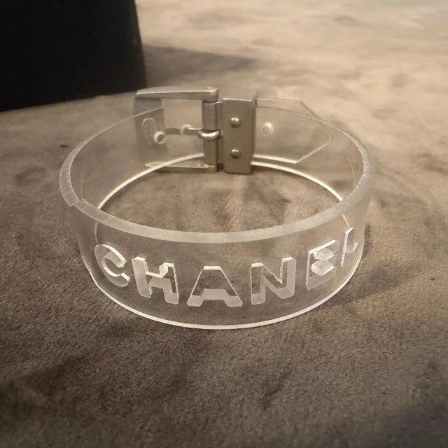 A Post-Modern 21st Century Plastic and Metal Logo Bracelet by Chanel For Sale - Image 12 of 15