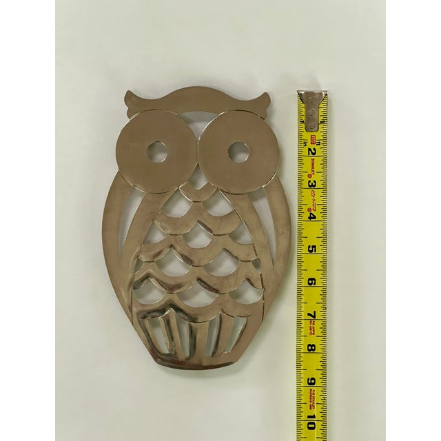 Mid Century Silverplate Owl Trivet For Sale - Image 4 of 6