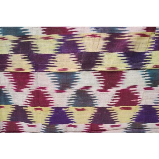 Vintage Uzbek Tribal Silk Ikat Wall Hanging, 1920s For Sale - Image 12 of 16