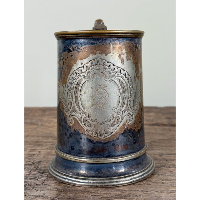 Victorian Victorian Silverplate Tankard Mug by George Richmond Collis With Engraved Monogram For Sale - Image 3 of 10