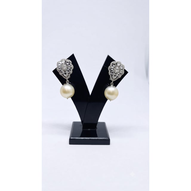White Natural Pearl 33.40cts & Diamond 1.83cts Earring in 14k Gold For Sale - Image 8 of 8