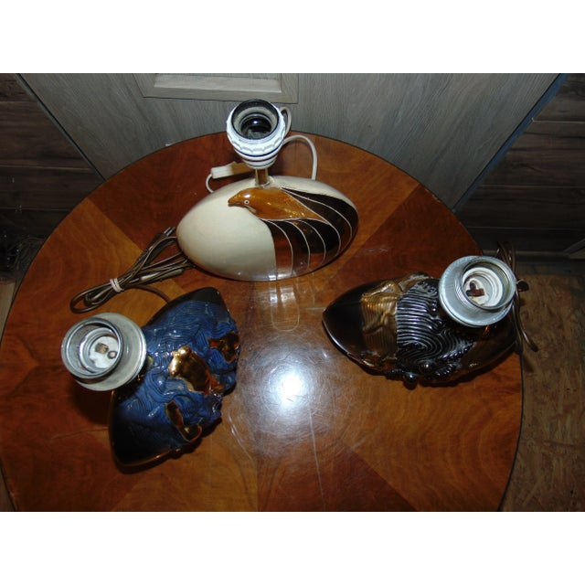 Georges Deliège ceramic table lamp, price for 1 item. Vintage 80s, dimensions: height 29 cm, width 21 cm, depth 9 cm....