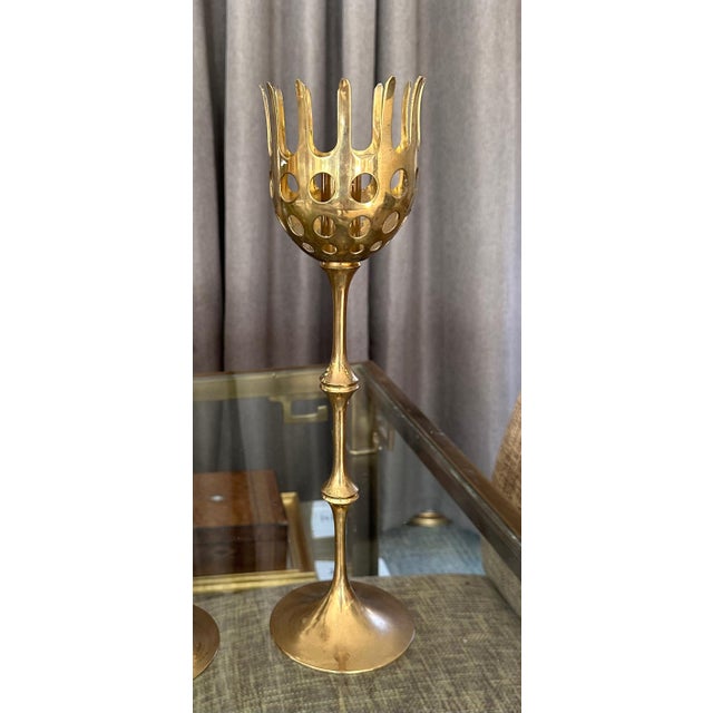 Brass and Glass Hurricane Candles Holders by Bijørn Wiinblad For Sale - Image 13 of 14