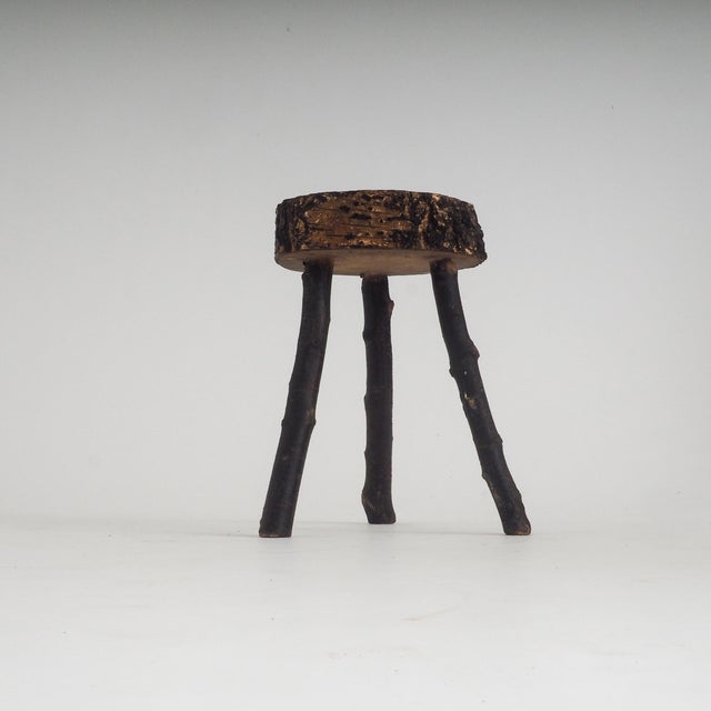 Wood Rustic Hand-Crafted Wooden Stool, 1960s For Sale - Image 7 of 14