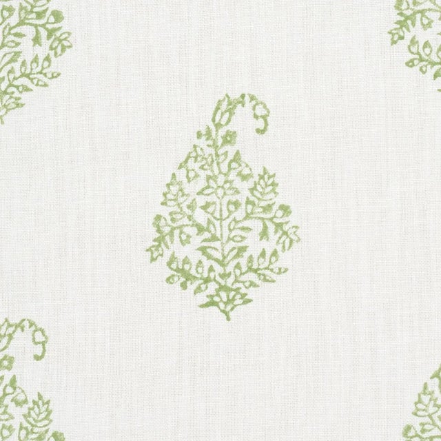 Transitional Schumacher Kerala Paisley Fabric In Leaf For Sale - Image 3 of 4