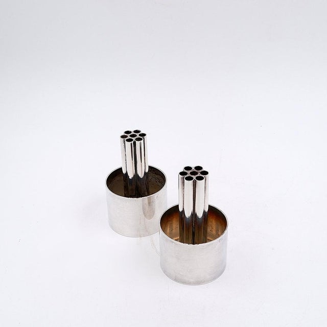 Silver-Plated Candlesticks, Italy, Set of 2 For Sale - Image 6 of 11