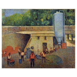 Giovanni Malesci, A House Is Born, 1964, Oil on Wood For Sale