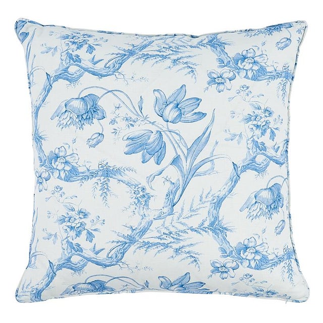 Schumacher Schumacher Toile de Fleurs 22" Pillow in Delft For Sale - Image 4 of 4