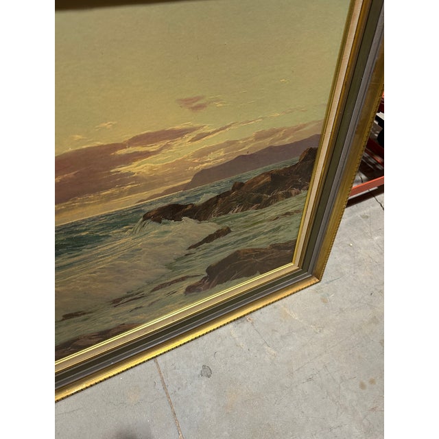 1970s Large Seascape Ocean Print in Gold Frame For Sale In Atlanta - Image 6 of 8