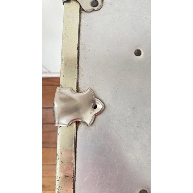 Vintage Campaign Chests Trunks Pair Silver Metal Industrial For Sale - Image 4 of 17