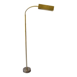 Vintage 70s Brass Gooseneck Floor Lamp For Sale