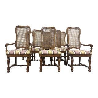 Vintage Thomasville French Country Style Cane Back Dining Chairs - Full Set of 8 For Sale