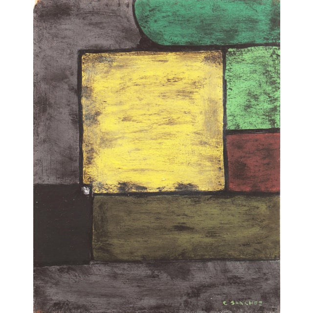'Green & Yellow Abstract' by Carlos Sanchez, 1970s, 20th Century California Artist For Sale In Monterey, CA - Image 6 of 6