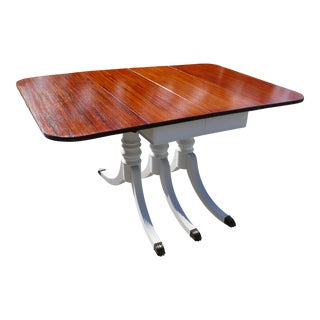 1920s Duncan Phyfe Style Drop Leaf Dining Table With Two Additional Leaves, Refurbished, Seat 8 - 10 For Sale