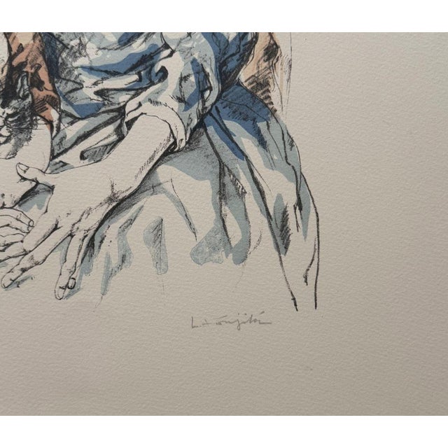 Modern Léonard Tsuguharu Foujita, Woman and Child, 1964, Original Lithograph For Sale - Image 3 of 5
