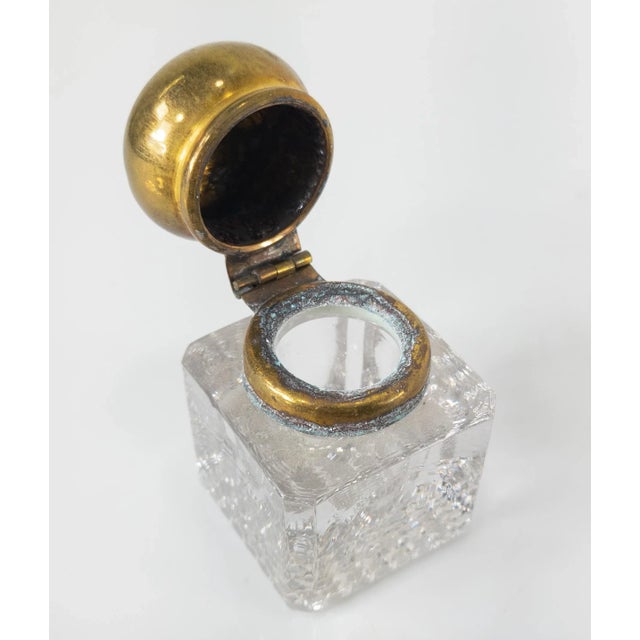 19th Century English Faux Bamboo Brass Inkwell Desk Set For Sale - Image 9 of 11