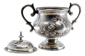 Silver Sugar Bowl with Floral Reliefs