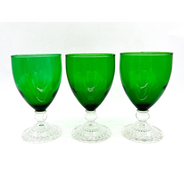 Anchor Hocking Mid 20th Century Hollywood Regency Anchor Hocking Forest Green Glass Goblets – Set of 6 For Sale - Image 4 of 8