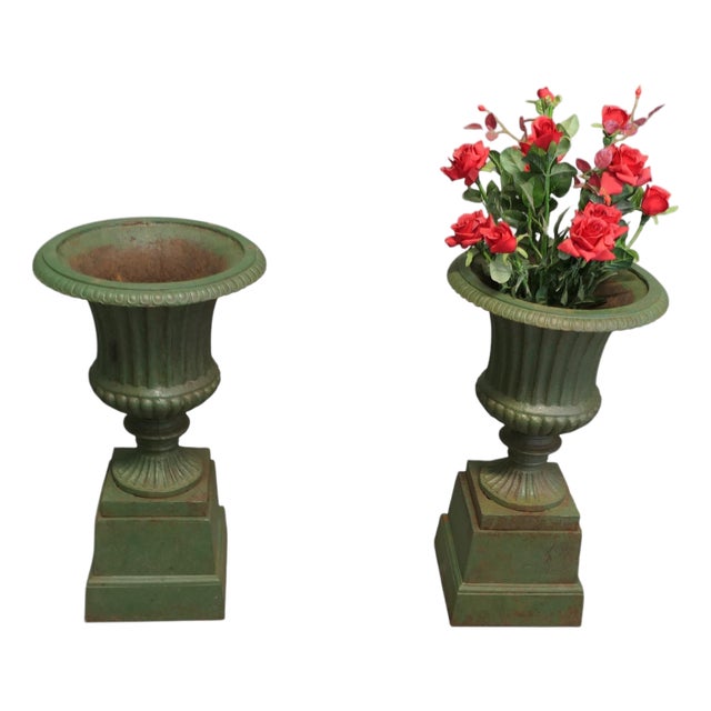 Vintage Cast Iron Garden Planters, 1960, Set of 2 For Sale
