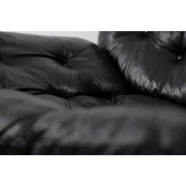 Vintage Scandinavian Sofa in Black Leather by John-Bertil Häggström for Swed-Form, 1970s For Sale - Image 4 of 18