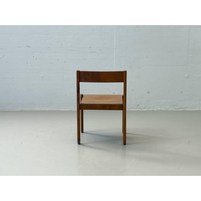 Mid-Century Minimalist Stackable Wooden Chair For Sale - Image 6 of 14