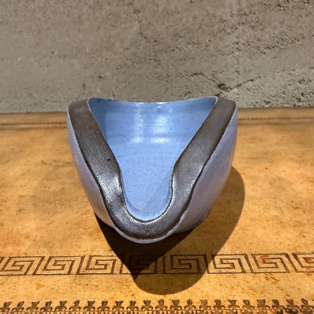 Mid-Century Modern Vermeulen Holland Handmade Blue Pottery Bowl Dish Catch All Mid-Century For Sale - Image 3 of 12