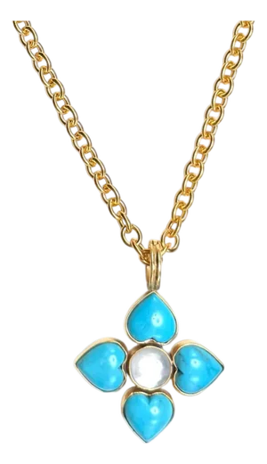 Turquoise Heart Cross Necklace