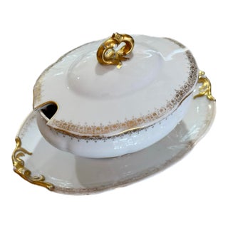 19th C. Bernardaud Limoges Gilt Edge Gravy or Sauce Bowl For Sale