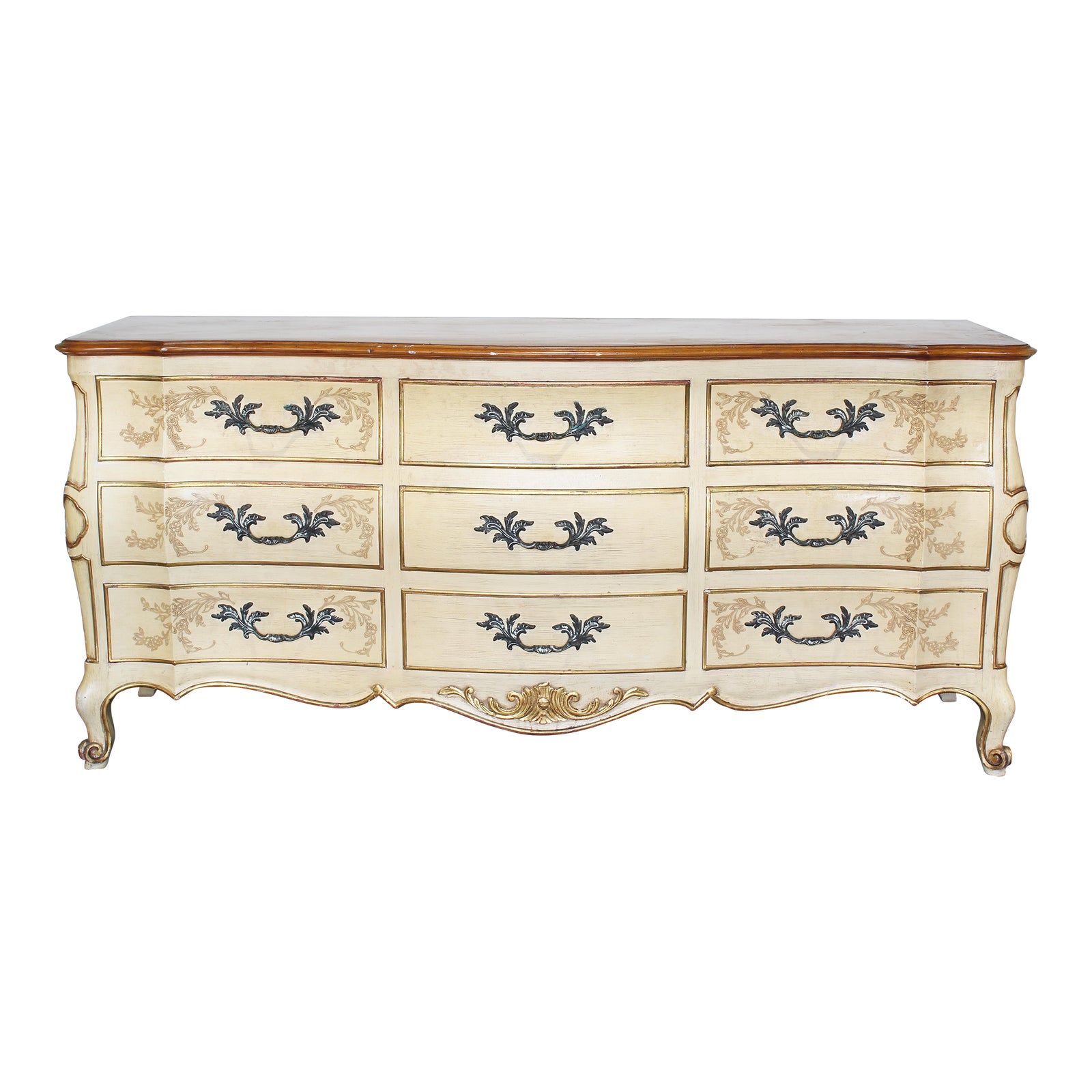 Vintage French Style Cream Dresser of Nine Drawers Chairish