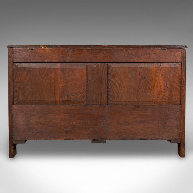 Late 18th Century Large Antique 3 Panel Mule Chest, English Oak, Storage Trunk, Georgian, c.1770 For Sale - Image 5 of 11