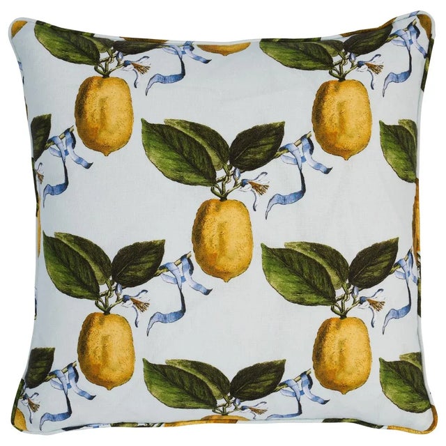 Schumacher x Johnson Hartig Le Citron 20" Pillow in Sky For Sale In Charlotte - Image 6 of 6
