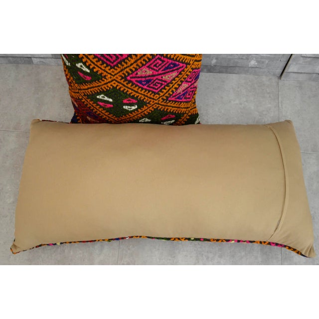 Vintage Turkish Kilim Rug Pillow Covers - A Pair For Sale - Image 4 of 5