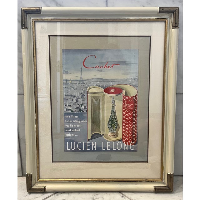 Art Deco Vintage Lucien Lelong Perfume Ad From France - Framed For Sale - Image 3 of 6