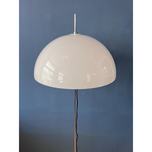 Gold Vintage Space Age Mushroom Floor Lamp with White Acrylic Glass Shade from Gepo For Sale - Image 8 of 13