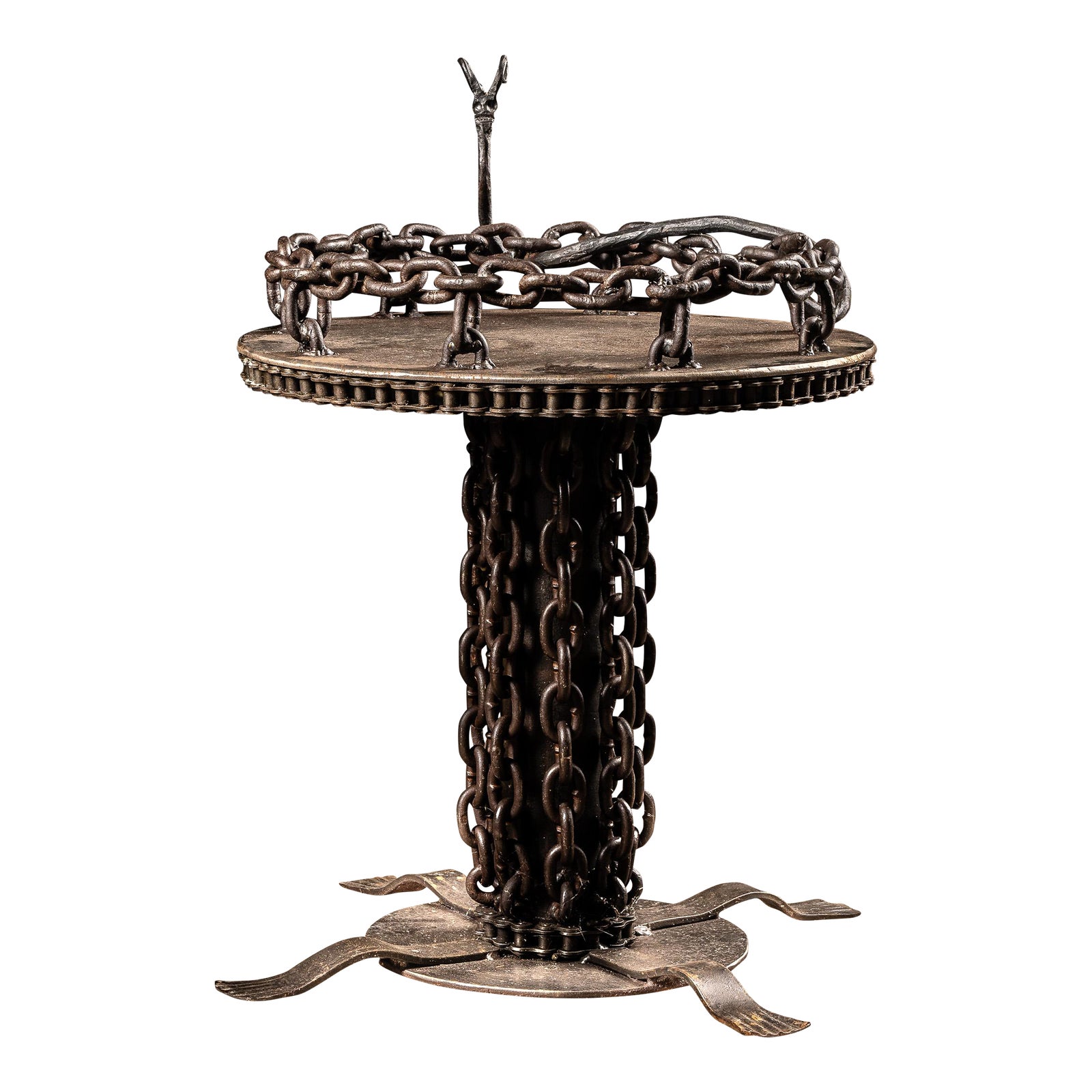 1970s Hand Forged Brutalist Devil Cigar Table | Chairish