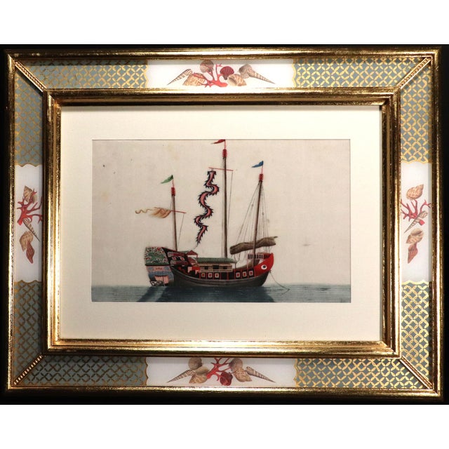 Mid 19th Century China Trade Watercolor Paintings of Chinese Sampans and Junks- a Set of Twelve For Sale - Image 5 of 11