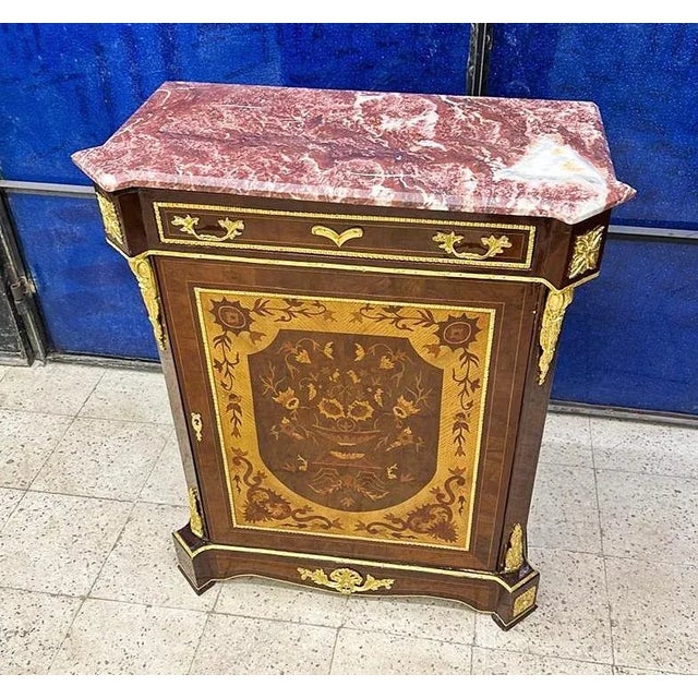 French French Louis XV Style Copper Commode Marble Topped For Sale - Image 3 of 4