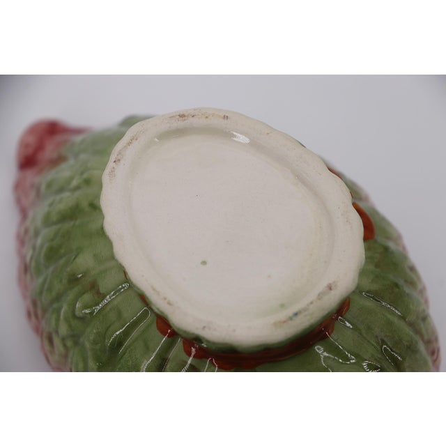 Pink 1950s Barbotine French Sauce Boat or Gravy Boat, Majolica For Sale - Image 8 of 18