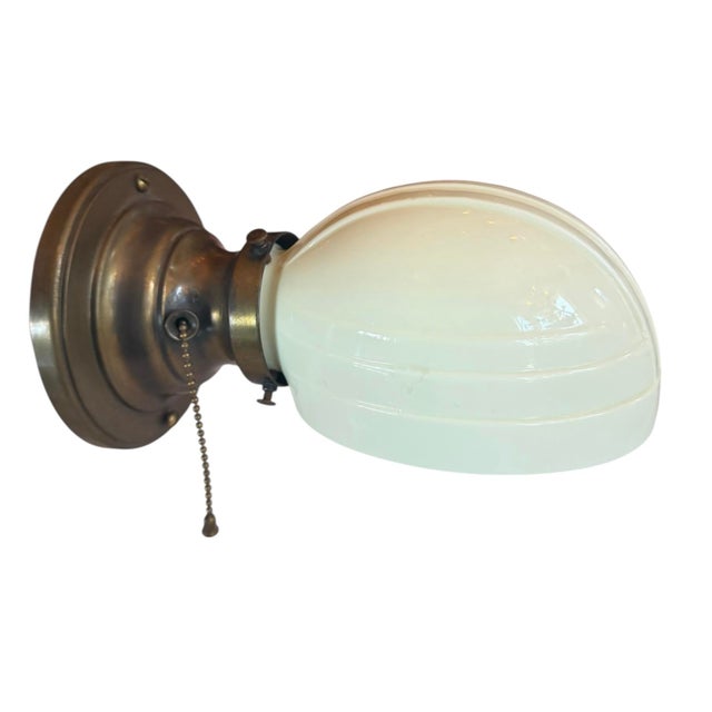 Mid 20th Century Mid 20th Century MCM Opaline Clamshell Wall Sconce With Pull Chain For Sale - Image 5 of 7