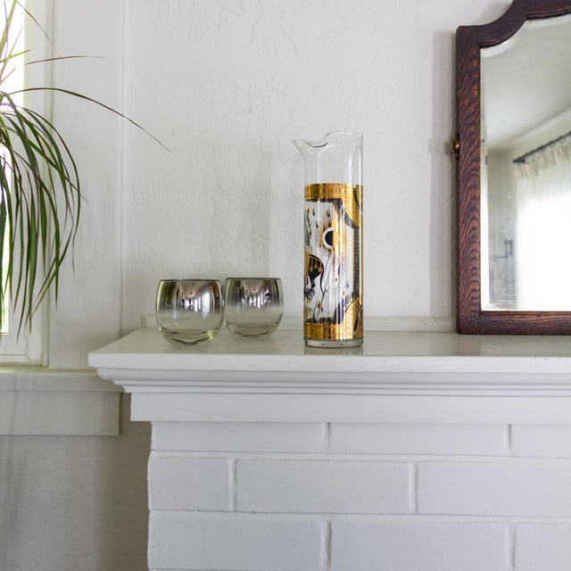 Mid-Century Modern Fred Press Gold Trojan Horse Glass Cocktail Pitcher and Stirring Stick For Sale - Image 3 of 14