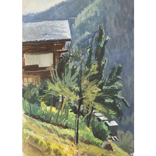 Isaac Charles Goetz, Arbres et Mazot, 1960s, Gouache For Sale - Image 6 of 6