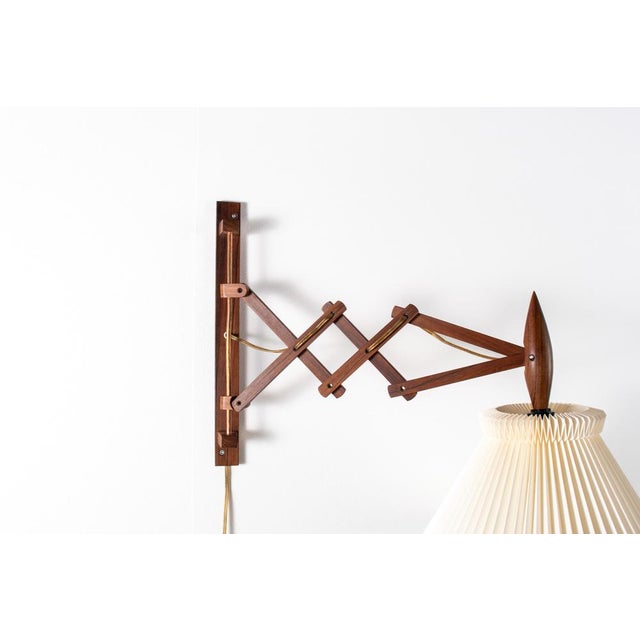 Vintage Scissor Wall Lamp with Adjustable Wooden Arm, 1970s For Sale - Image 6 of 11