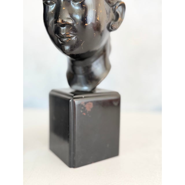 Pair of Vietnamese Bronze Bust Sculptures Nguyen Thanh Le Attribution Luxury Asian Art | Mid-Century Patinated Bronze Circa 1950’s For Sale - Image 9 of 12