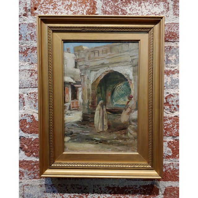 Robert Alexander Scene at a Fountain in Tangier-1920s Oil Painting For Sale - Image 9 of 9