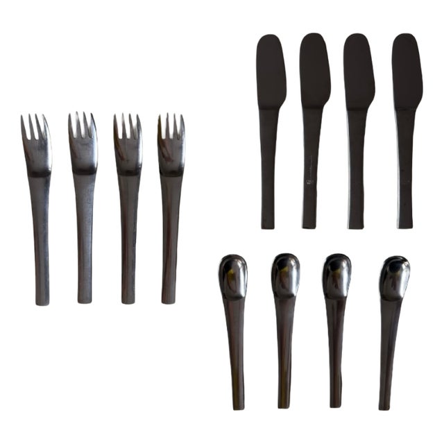 Linea 72 Alitalia Flatware by Joe Colombo & Ambrogio Pozzi, 1972, Set of 12 For Sale